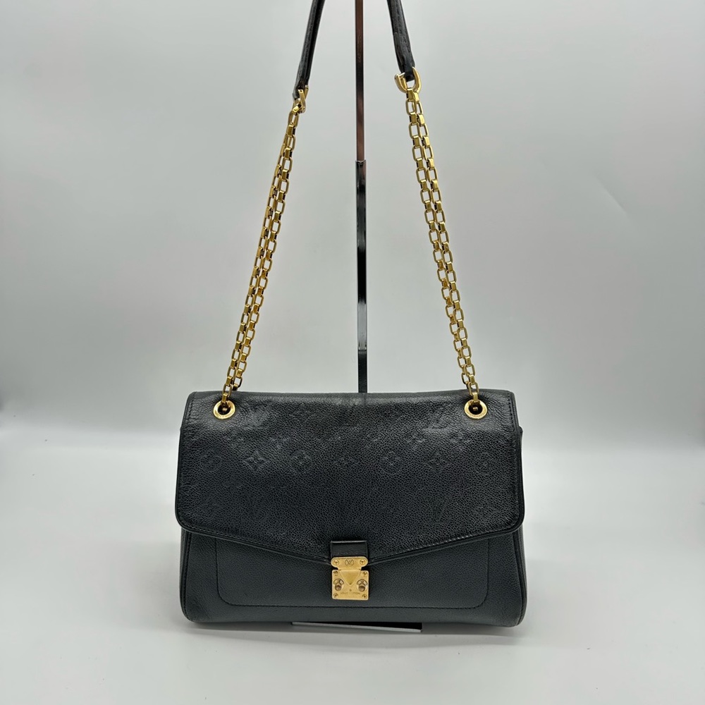 Louis Vuitton Black Shoulder Bag with Gold Chain